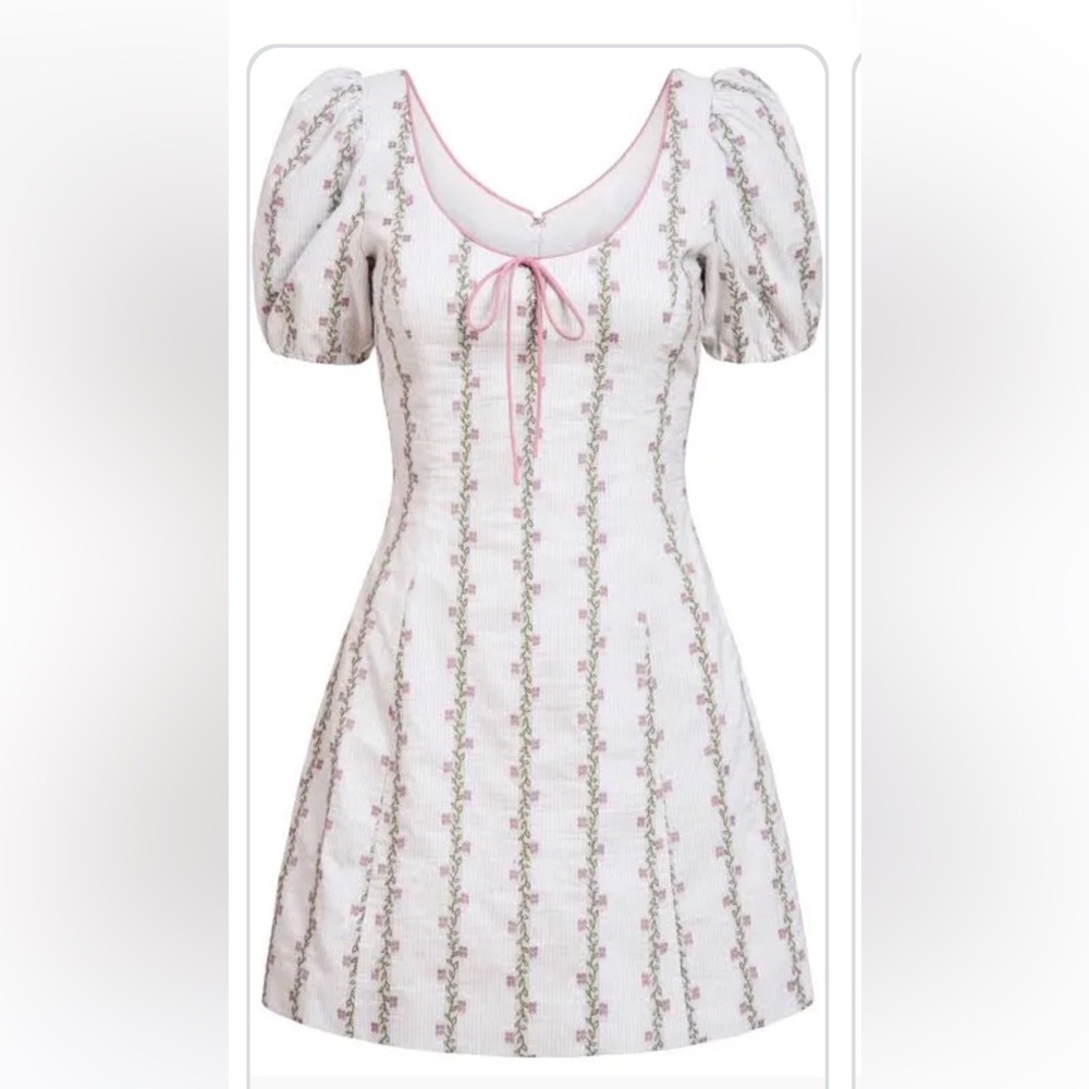Markarian White Dress with Pink Accents